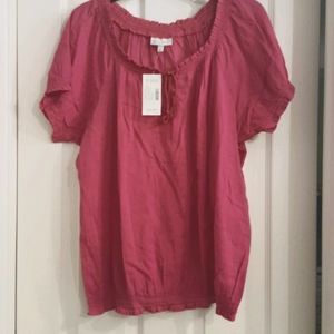 NWT Fashion Bug Fuchsia Short Sleeve Peasant Top